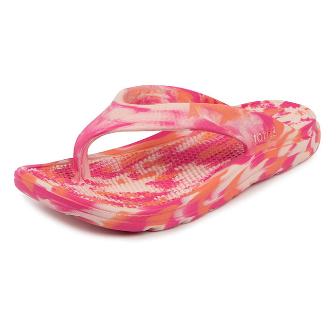 totes® SOLBOUNCE  Ladies Toe Post Pink Tie Dye Extra Image 2
